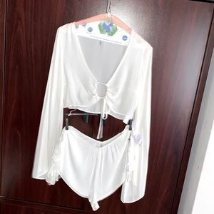 White swim cover up set